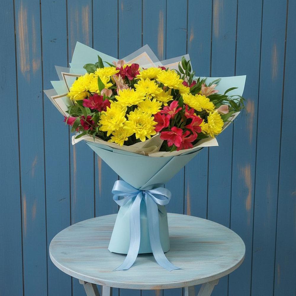 Букет цветов из: Альстромерии и Хризантемы в Верее Раменского района