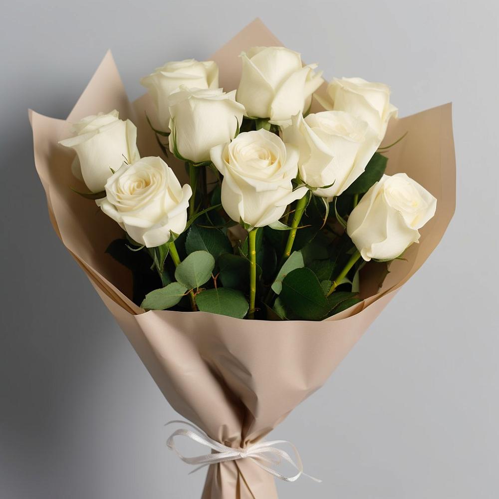 Букет 9 Белых роз Эдлесс Лав в Верее Раменского района