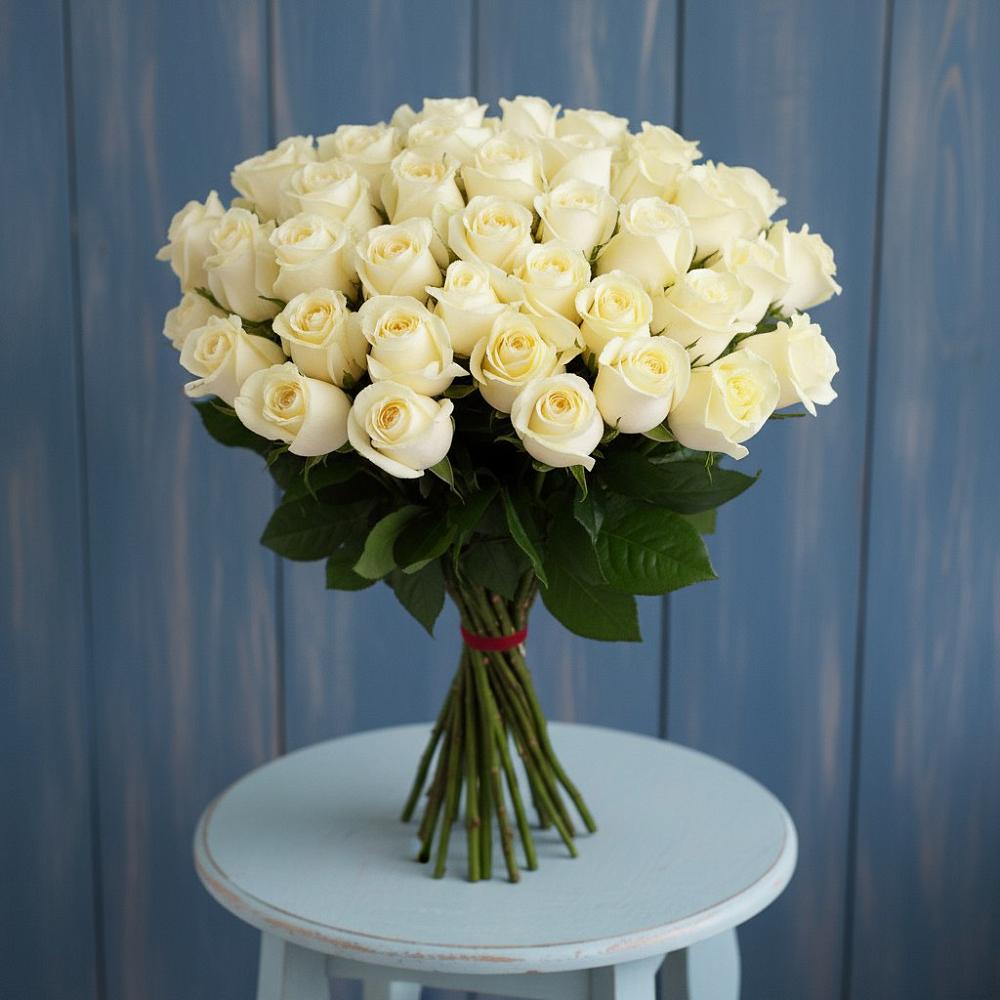 Букет 51 Белая роза Эдлесс Лав в Верее Раменского района