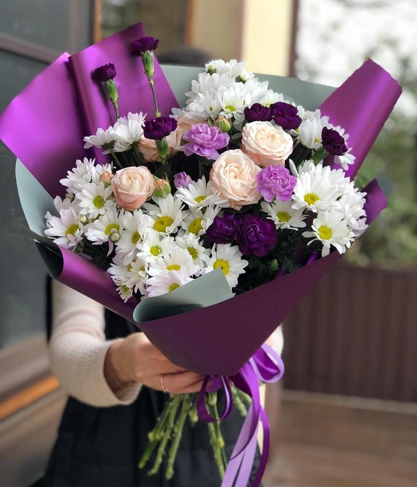 Букет цветов из: Хризантемы, Гвоздики и Розы в Верее Раменского района