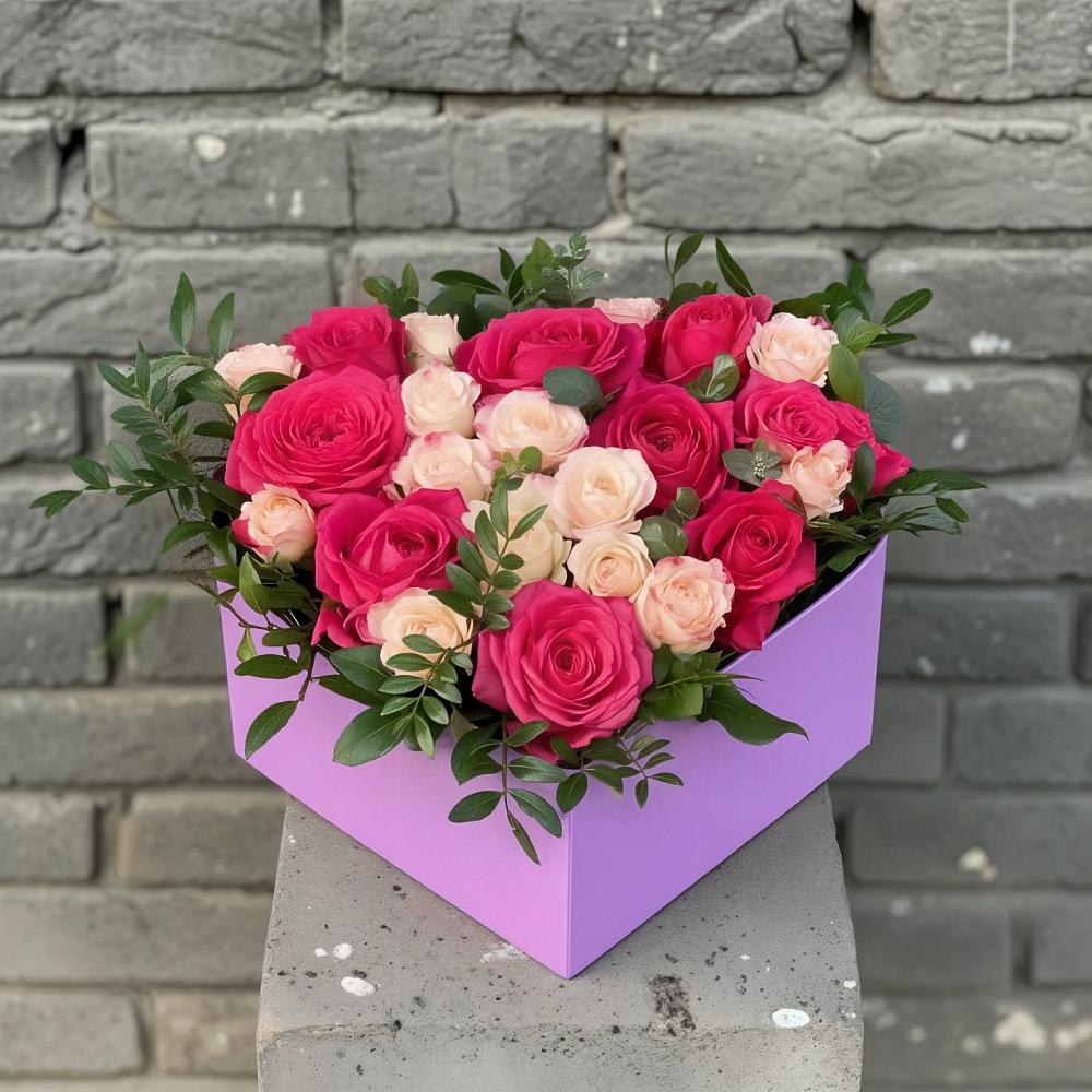 Цветочная композиция из Розы в коробке в Верее Раменского района