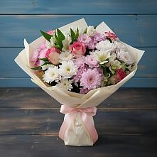 Букет цветов из:  Хризантемы, Альстромерии и Розы в Верее Раменского района