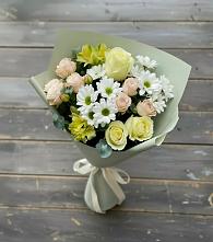 Букет цветов из:  Альстромерии, Розы и Хризантемы в Верее Раменского района