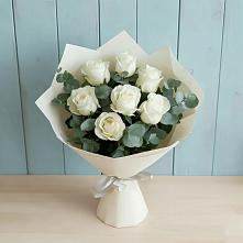 Букет Белые розы в Эвкалипте в Верее Раменского района