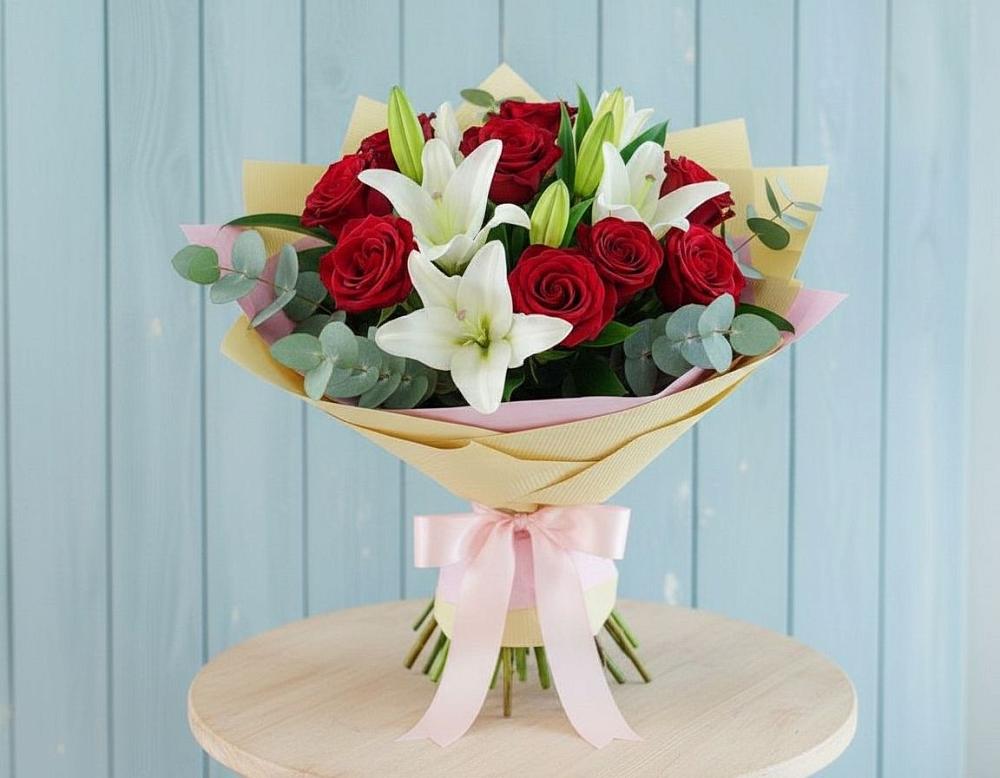 Букет цветов из: Лилии и Розы в Верее Раменского района